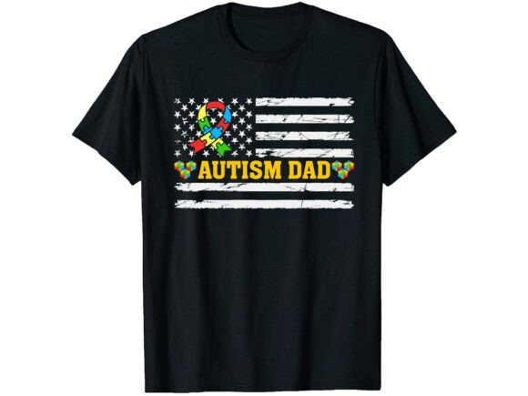 Autism Dad Flag Puzzle T-Shirt Graphics