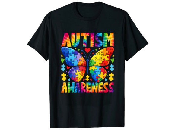 Butterfly Puzzle Art Autism T-Shirt Graphics