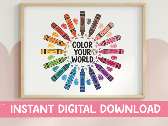 Color Your World Crayon Design Graphics