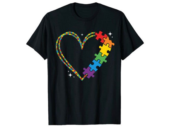 Colorful Puzzle Heart Love Autism Shirt Graphics