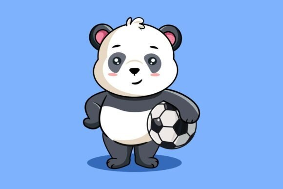 Cute Panda Holding a Soccer Ball Graphics