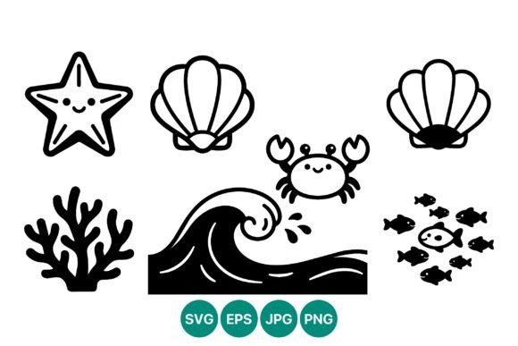 Cute Sea Creatures Vector Art Graphics