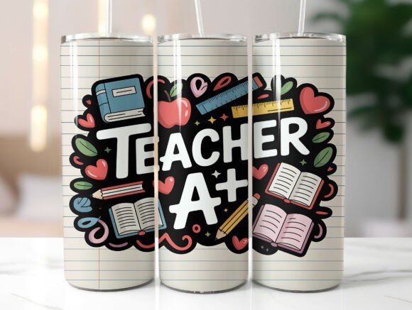 Cute Valentine Teacher 20oz Tumbler Wrap Graphics
