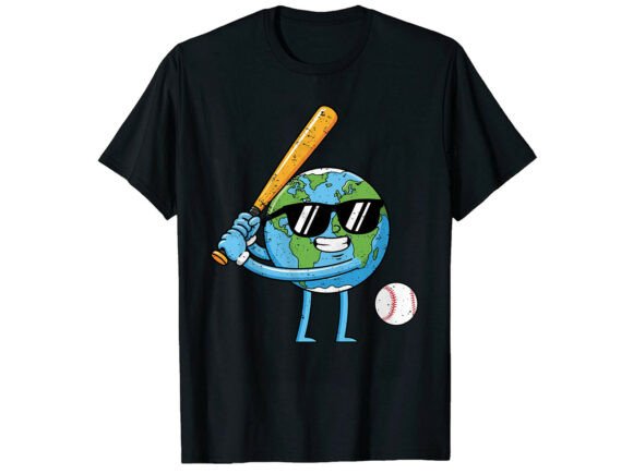 Earth Baseball Player Earth Day T-Shirt Graphics