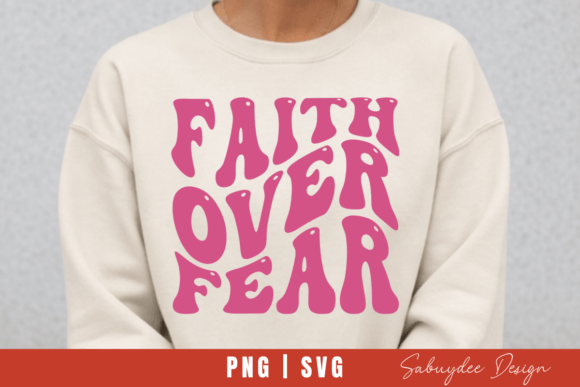 Faith over Fear Groovy Cancer Awareness Graphics