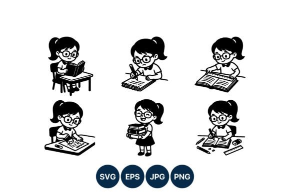 Girl Reading Writing and Measuring
