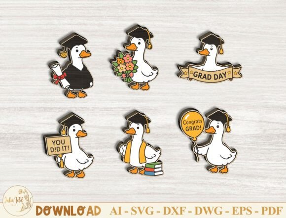 Graduation Duck Earrings SVG Bundle