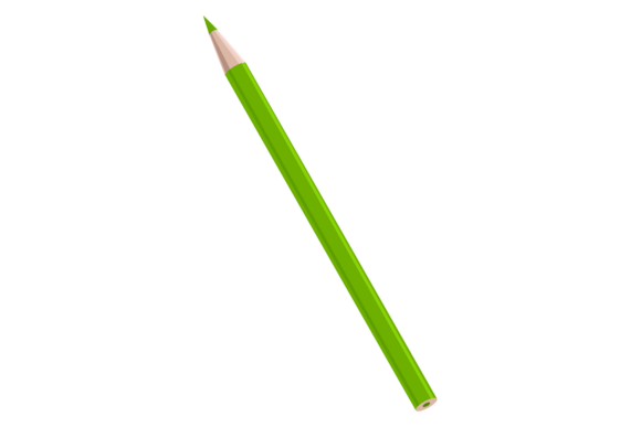 Green Colored Pencil. Sharp Drawing Scho Graphics