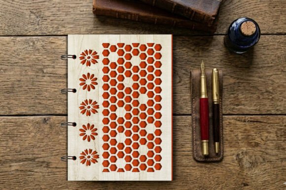 Laser Cut Floral Notebook Cover SVG