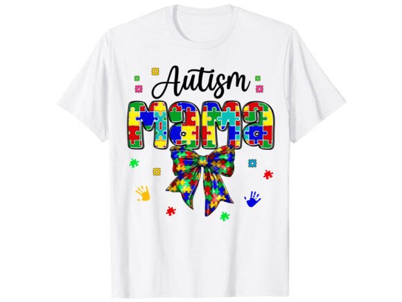Mama Puzzle Bow Autism T-Shirt Graphics