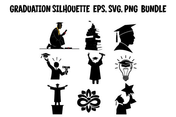 Minimalist Graduation Vector Silhouettes: Graphics for Modern Design