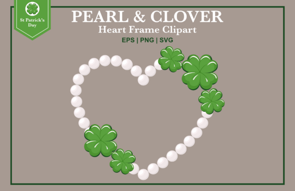 Pear and Clover Heart Frame Clipart Graphics