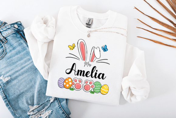 Personalized Mrs. Amelia Easter Bunny Graphics for T-Shirt Designs