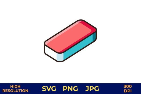 Pink and Blue Eraser Vector Icon Design