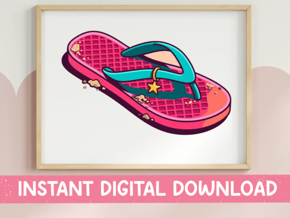 Pink Flip Flop Summer Beach Design Graphics