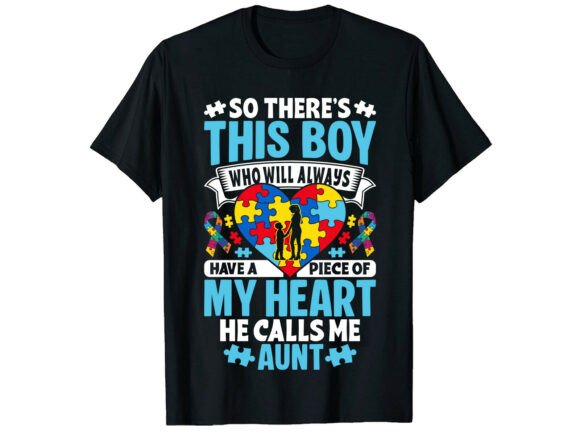 Proud Autism Aunt Heart T-Shirt Graphics