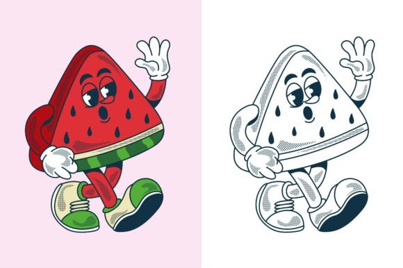 Retro Watermelon Mascot Character