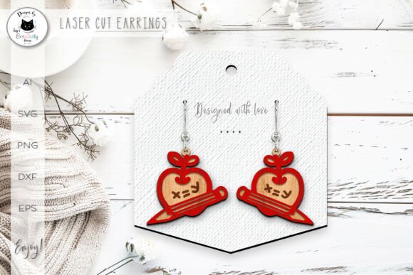 Teacher Apple Earrings Laser Cut SVG