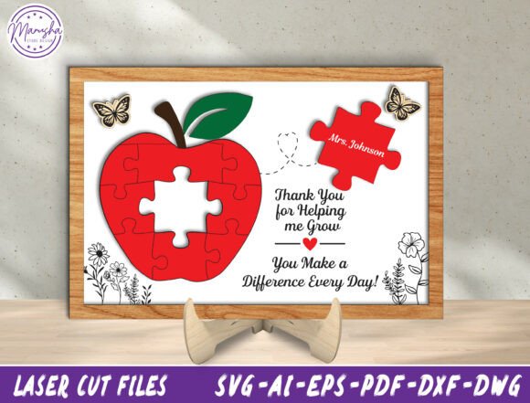 Teacher Appreciation Puzzle Apple SVG