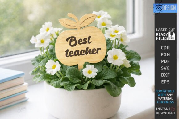 Teacher Plant Stake Laser Cut Art Amp